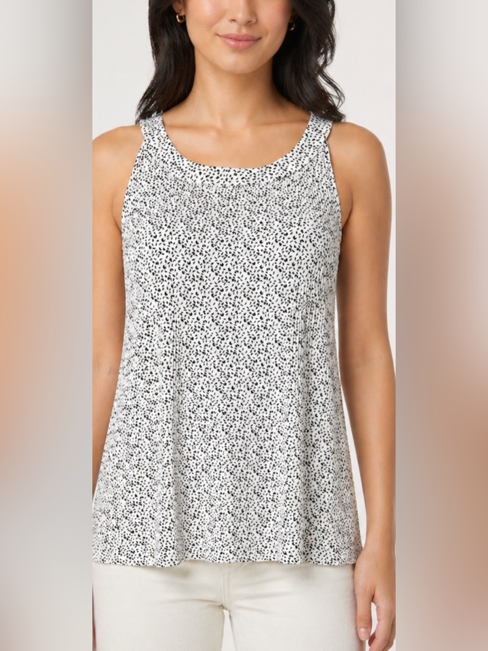 Adrianna Papell Pleated Sleeveless Print Top Size S